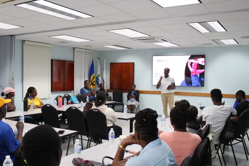 Shaherah Jordan delivering a safeguarding workshop in Barbados